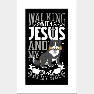 Jesus and dog - Australian Shepherd Posters and Art